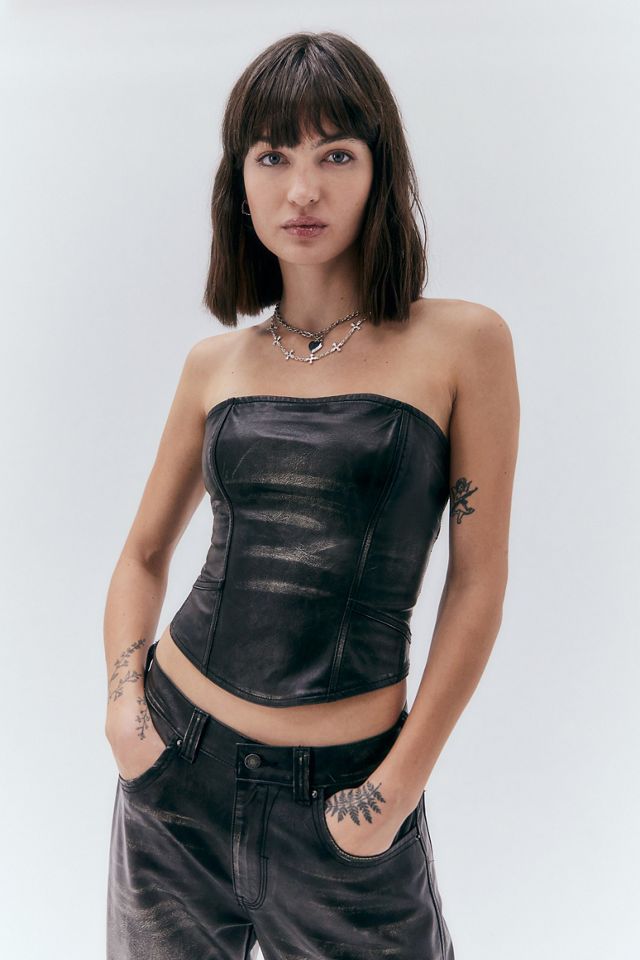 Buy Jaded London Distressed Faux Leather Corset online