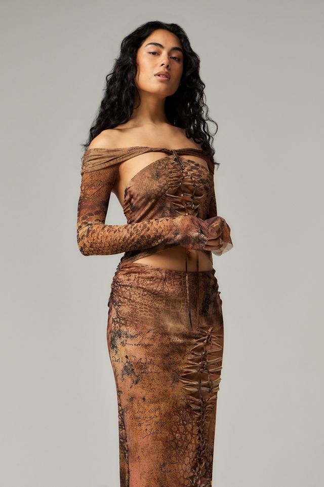 Jaded London Dahna Macrame Mesh Maxi Dress #1