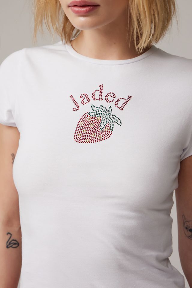 Jaded London Lucia Strawberry Diamante Baby T-Shirt | Urban