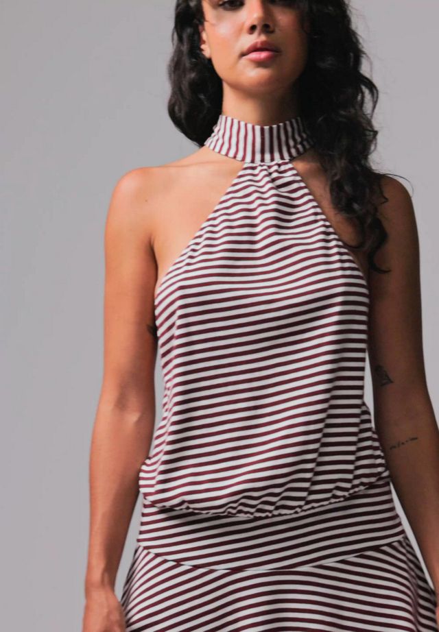 jaded london striped halter dress Enya Stripe Mini vestidos elegant woman