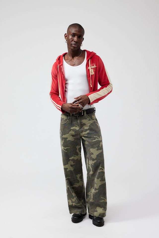 Jaded London Three Velour Fitted Hoodie | Urban Outfitters UK
