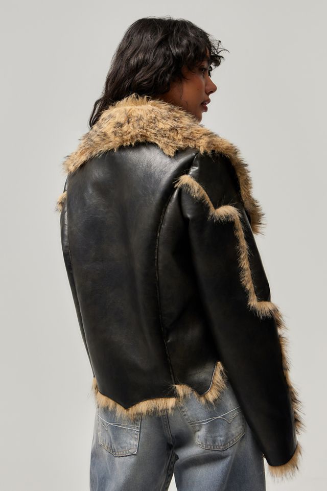 【JADED LONDON】送料関税込み Leopard Fur Hooded ジャケット ☆JADED LONDON☆ Leopard Faux Fur Hooded Jacket ジャケット