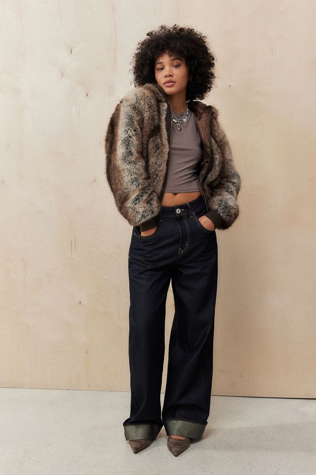 Jaded London Faux Mink Zip-Through Jacket #2