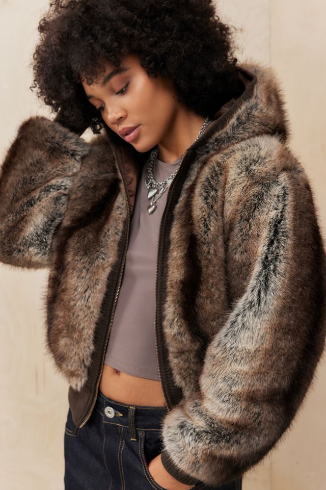 Jaded London Faux Mink Zip-Through Jacket #3