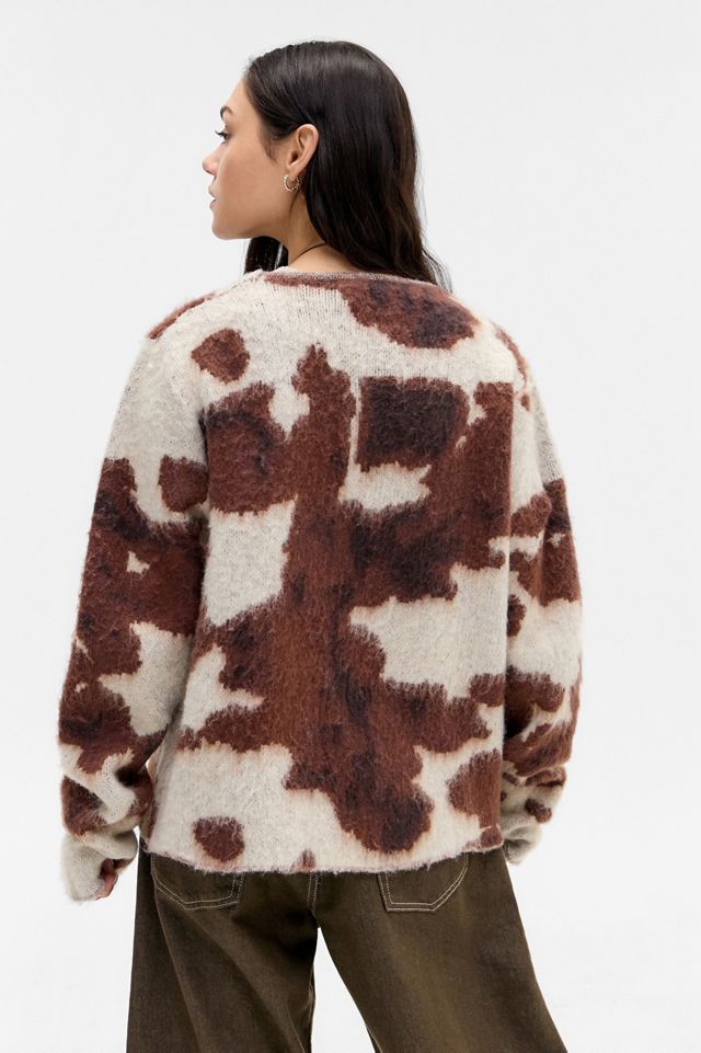 Jaded London Cow Print Chuck Cardigan | Urban Outfitters UK
