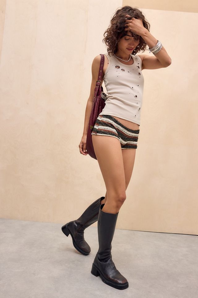 Jaded London Shorts Tejidos Mini con Volantes a Rayas Cata Marrón #2