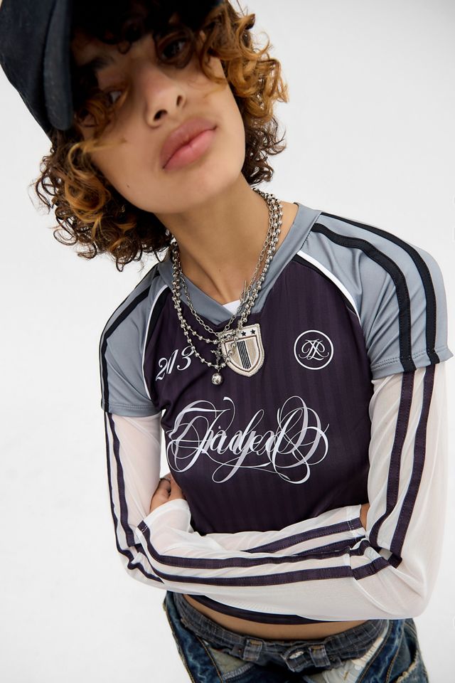 jaded london ダブルレイヤーサッカートップ Not Your Fan Double Layer Football Top | Jaded London | Clothing
