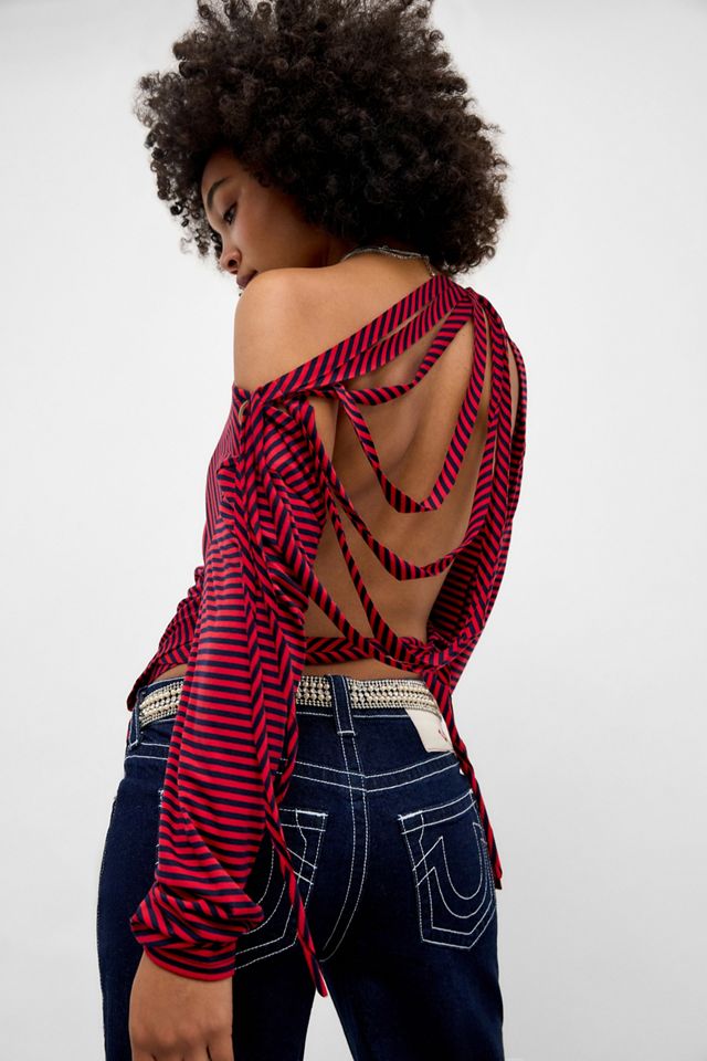 Jaded London Gaia Slashed Backless Stripe Top #1