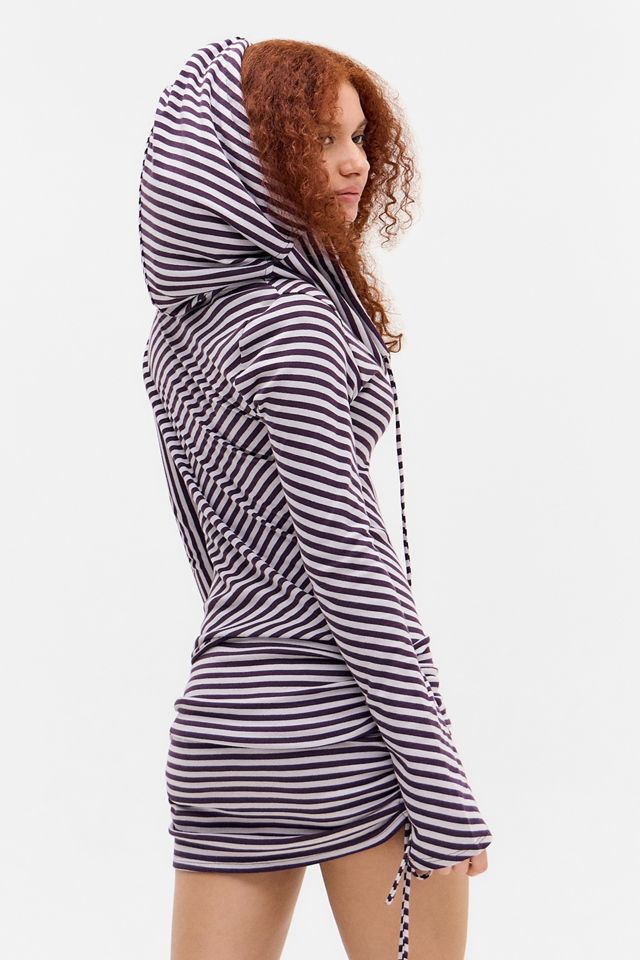 Jaded London Jordyn Vestido Mini a Rayas con Capucha #3