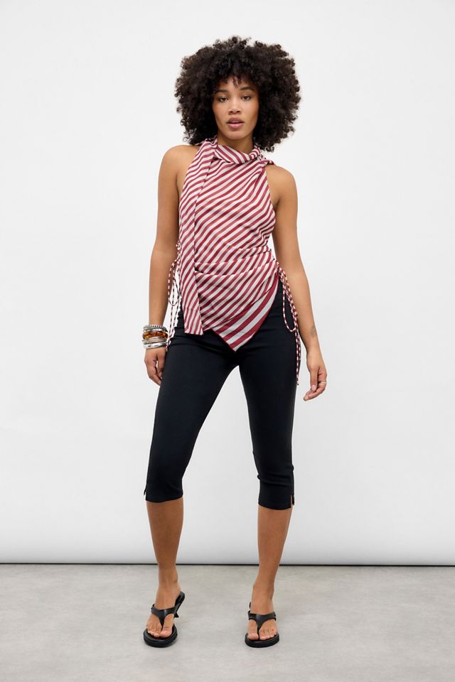 Jaded London Kandi Stripe Hooded Backless Chiffon Top #1