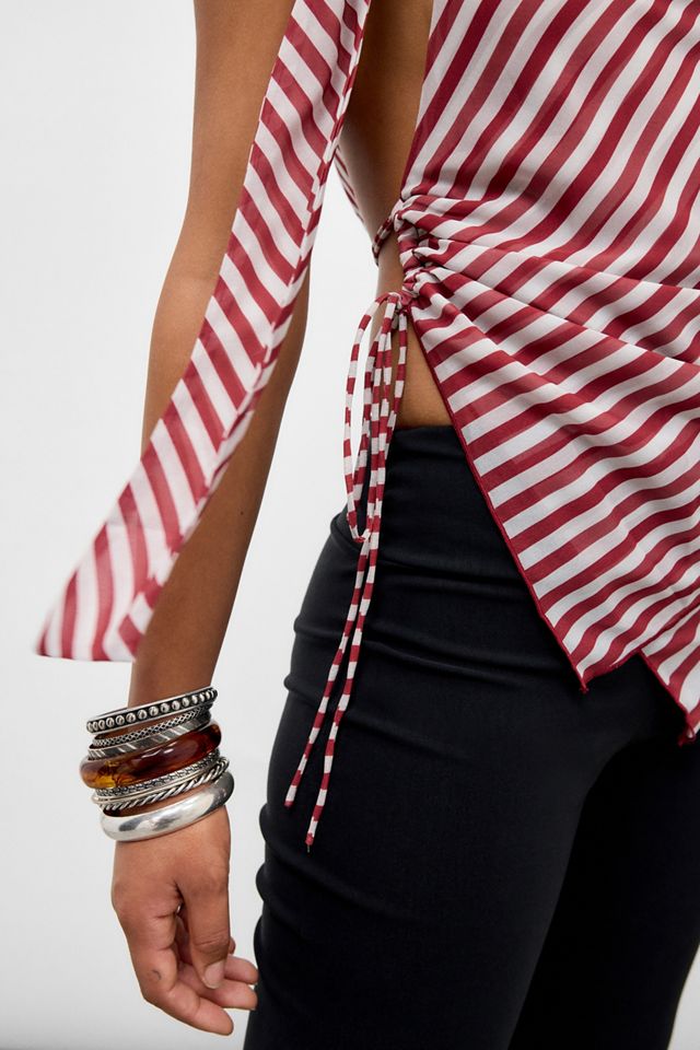 Jaded London Kandi Stripe Hooded Backless Chiffon Top #3