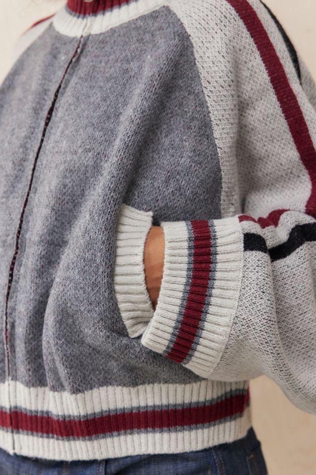 Jaded London Grey Team 85 Knitted Bomber Jacket #3