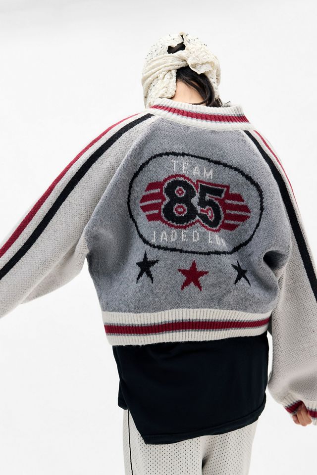Jaded London Grey Team 85 Knitted Bomber Jacket #10