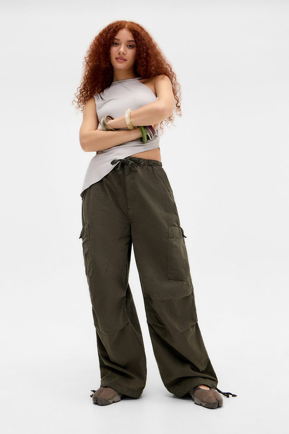 Jaded London Khaki Parachute Cargo Pants
