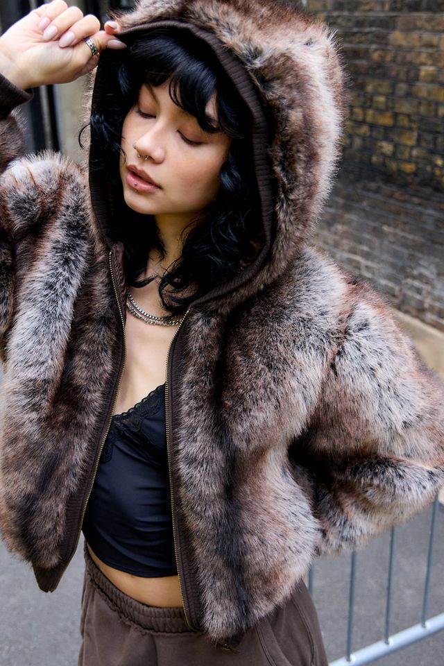 Jaded London Bear Faux Fur Hooded Jacket #1