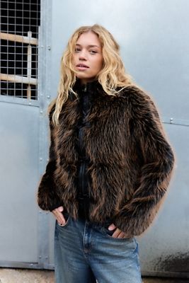 Jaded London Brown Mendoza Faux Fur Jacket