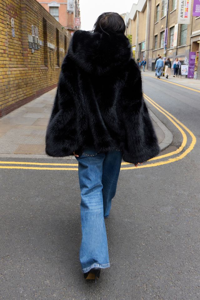 Jaded London Black Mara Oversized Faux Fur Coat #4