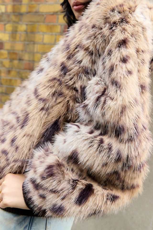 Jaded London Leopard Print Bear Faux Fur Hooded Jacket #2