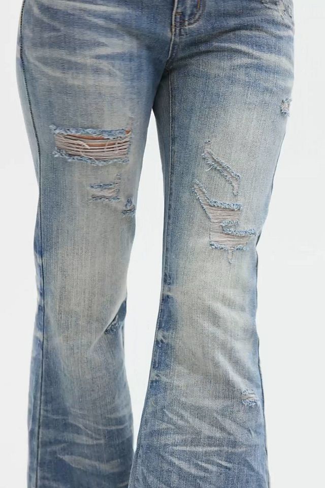 パンツ Jaded London Mid Blue Drift Flared Jeans Mid Blue Drift Jean | Jaded London | Clothing
