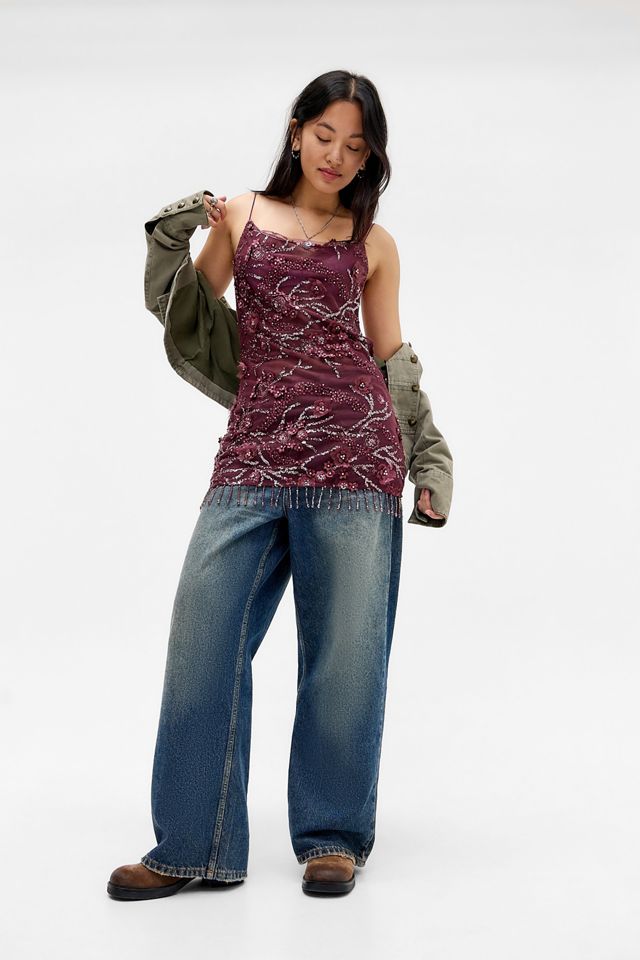 Jaded London Wine Ellora Embellished Mini Dress #4