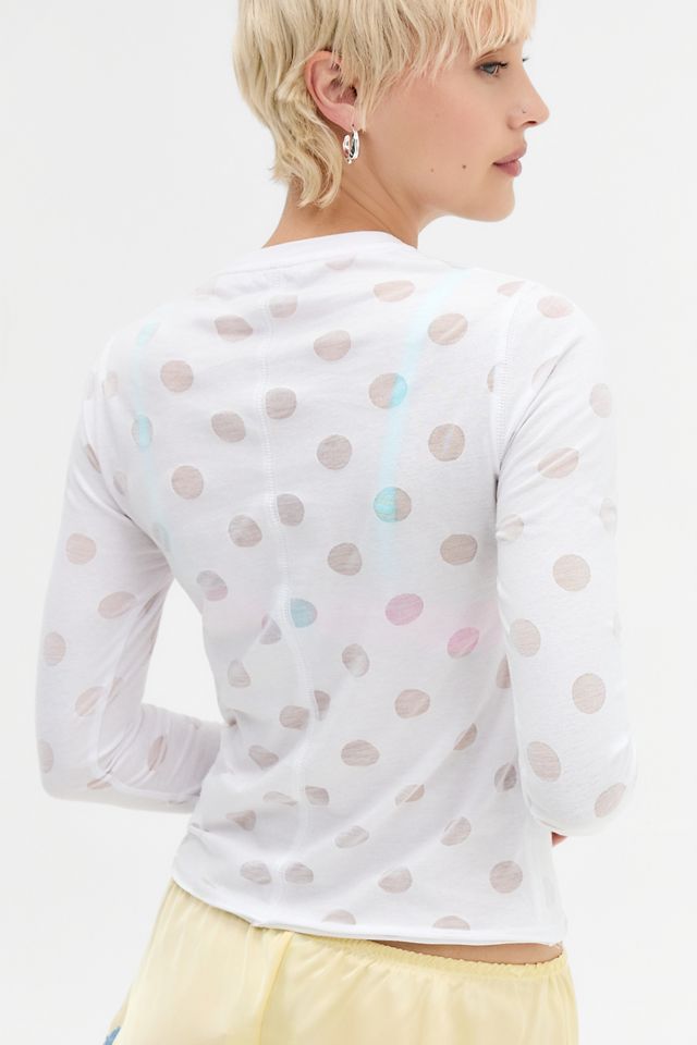 Jaded London Top a Maniche Lunghe Mist Aerea Burnout a Pois #3