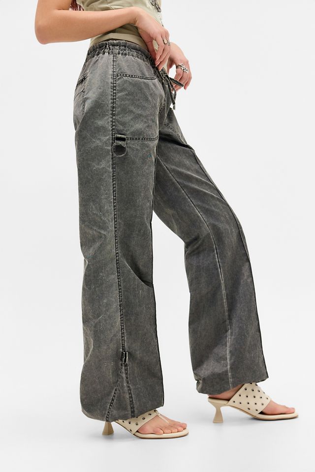 Jaded London Pantaloni Cargo a Zampa in Raso Lavato Vire #3