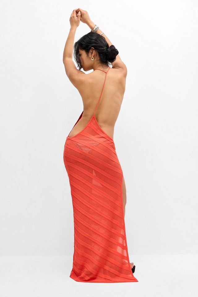 Jaded London Coral Noir Knit Maxi Dress | Urban Outfitters UK