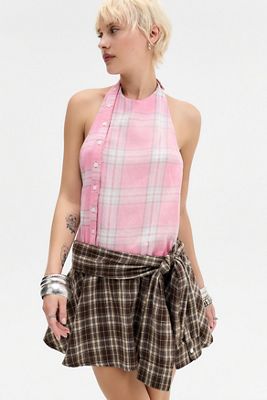 Jaded London Romie Backless Check Mini Dress