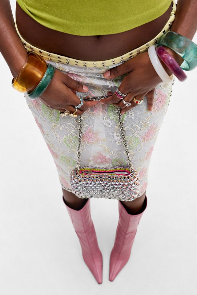 Jaded London Fioretta Studded Lace Midi Skirt #4