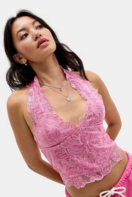 Top Corsé de Encaje Rosa Roswen de Jaded London