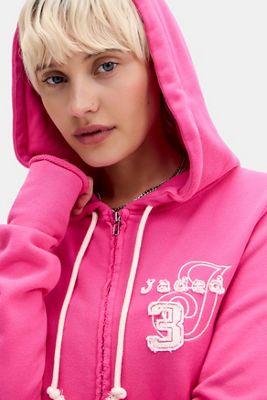 Felpa con cappuccio rosa Cleo con cerniera Jaded London