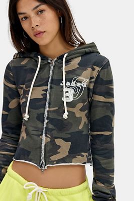 Sweat à capuche Cleo à imprimé camouflage avec fermeture éclair Jaded London