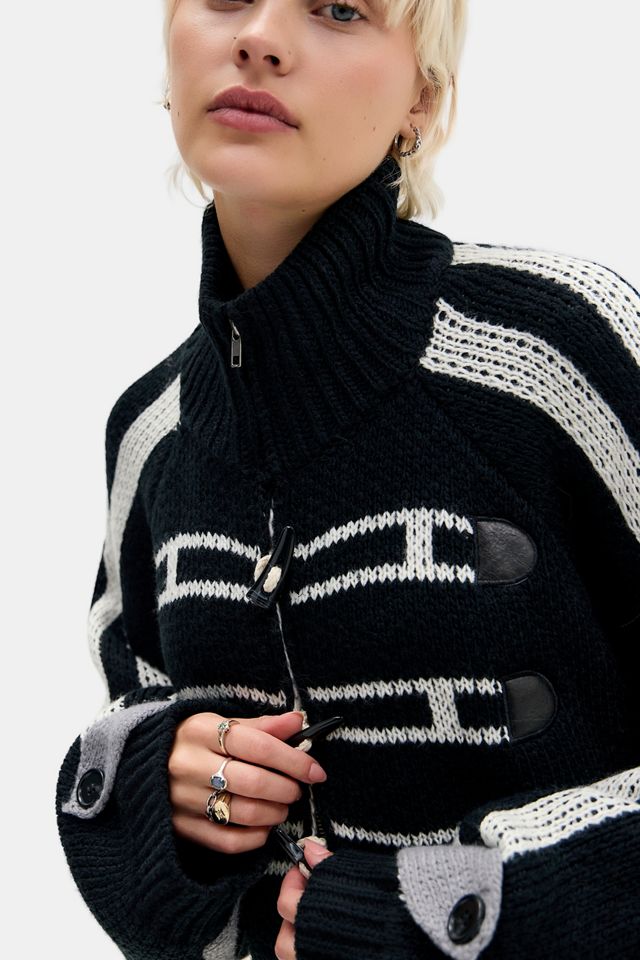 Jaded London Utility Toggle Knit Bomber Jumper #2