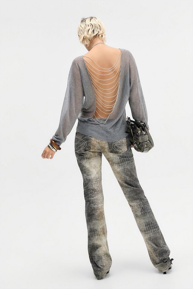 Jaded London Grey Backless Beaded Knit Top #2