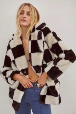 checkerboard fur coat