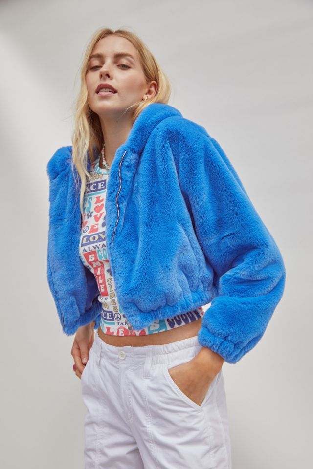 Girlfriend Material Blue Harrie Crop Jacket | Urban Outfitters UK