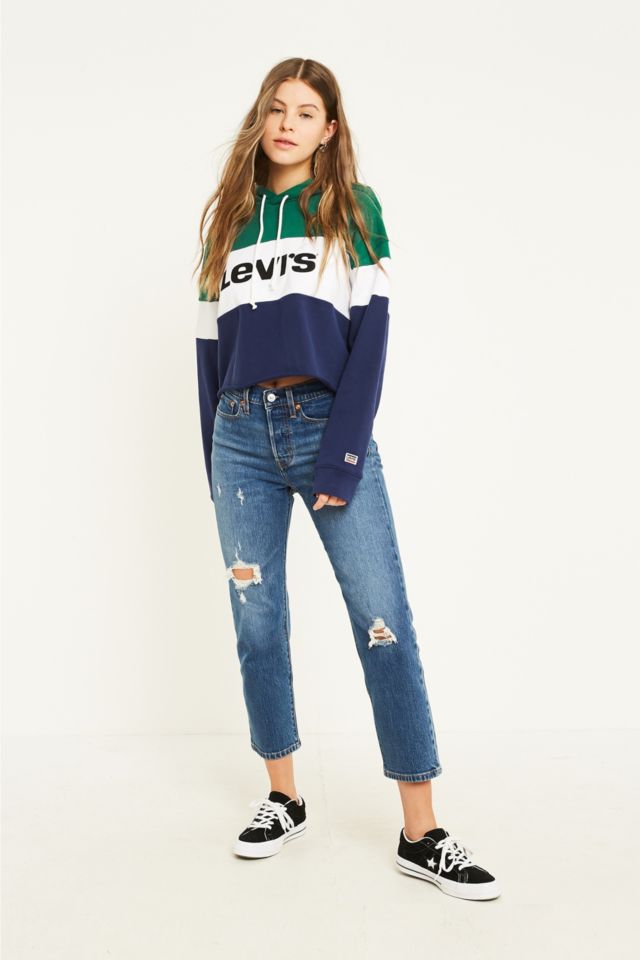 Levis raw hotsell cut crop hoodie