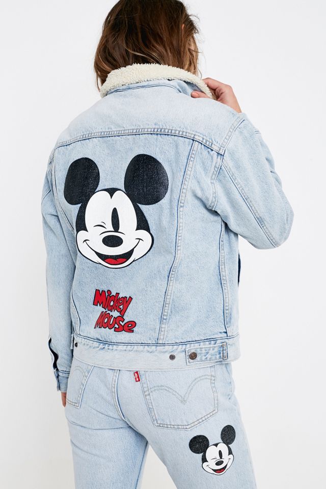 Levi's - Veste camionneur Mickey Mouse Ex-Boyfriend en denim et peau de mouton #2