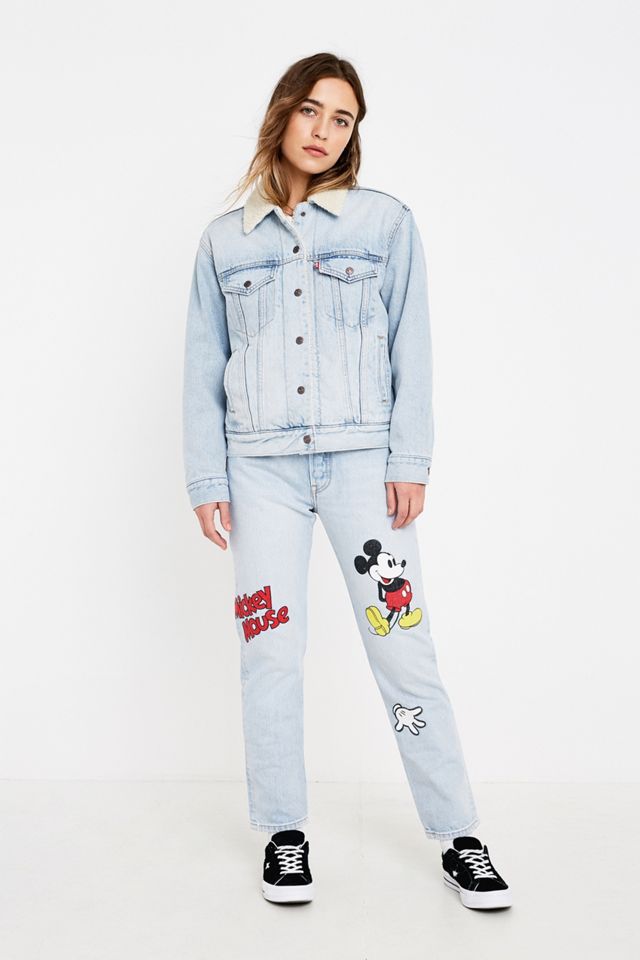 Levi's - Veste camionneur Mickey Mouse Ex-Boyfriend en denim et peau de mouton #5