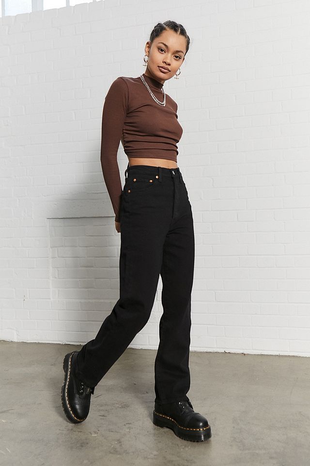Levi's Black Ribcage Straight Ankle Jeans | Urban Outfitters UK