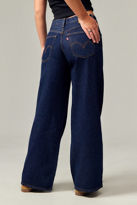 INKD Jeans Donna A Gamba Larga Vita Alta - Stretch, Lavaggio Enzimatico, 5 Tasche - Colori Denim Delight, Dark Knight