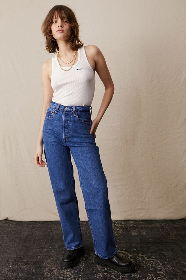 Levi's Georgie Blue Ribcage Straight Ankle Jeans | Urban Outfitters UK