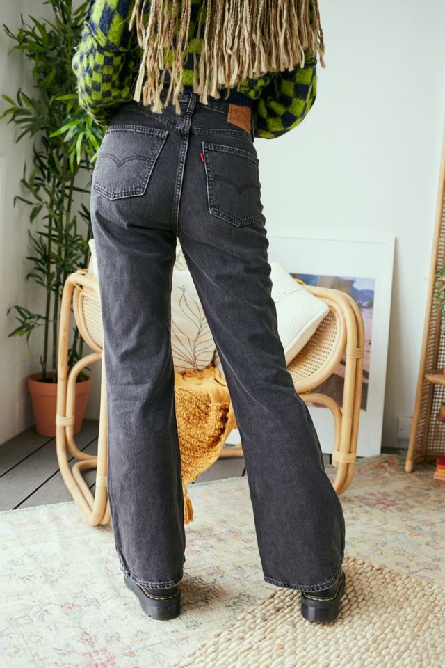 70's High Flare Jeans - Black