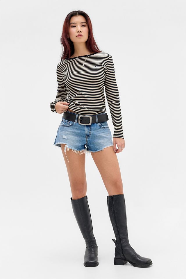 Levi's Mid Blue Low Rise Mini Shorts #2