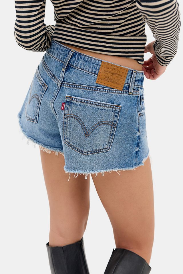 Levi's Mid Blue Low Rise Mini Shorts #3