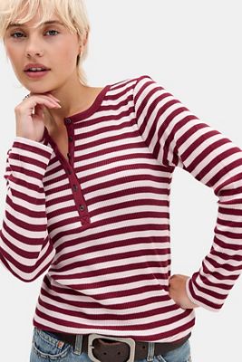 Levi's Rooney Waffel Gestreiftes Henley T-Shirt