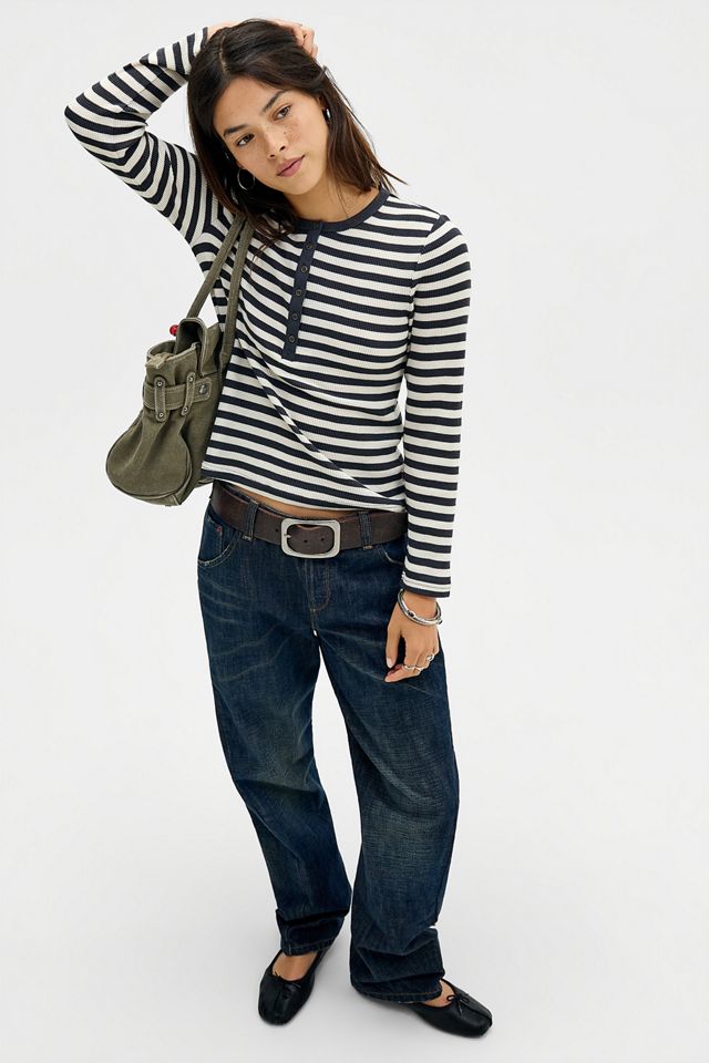 Levi's Rooney Waffel Gestreiftes Henley T-Shirt #1