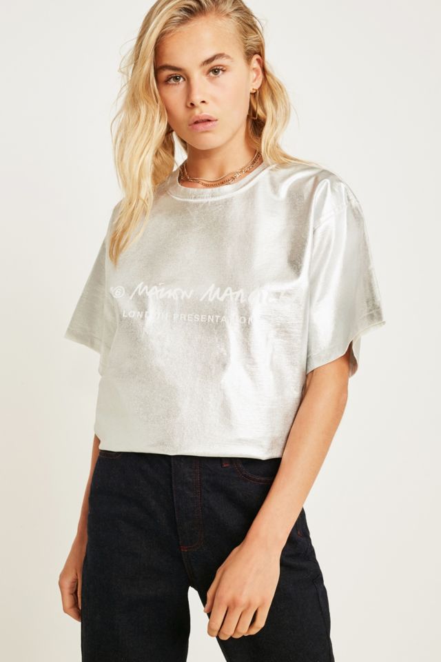 MM6 Silver Coated T-Shirt | Urban Outfitters UK