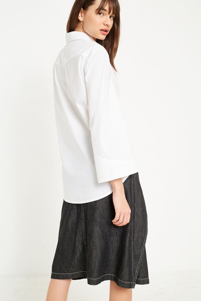 womens white button down tie front shirt