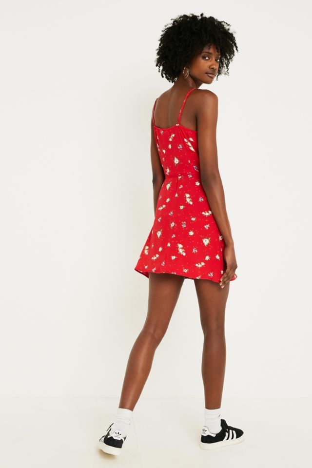 Urban outfitters red wrap hot sale dress